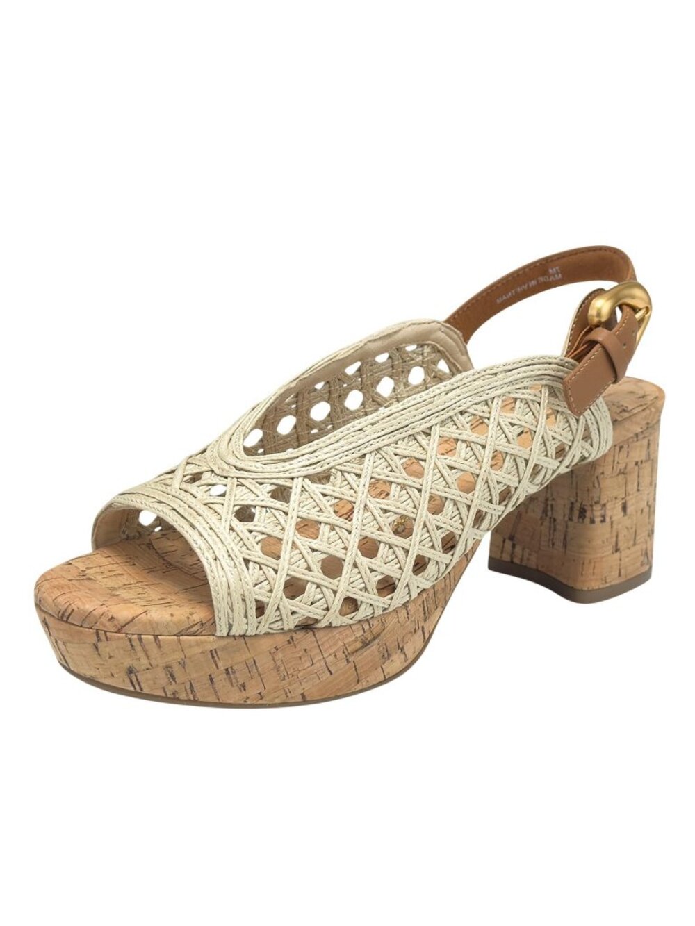 NWT Aerosoles Women's Cornelia Block Heel Sandals CORNELIA Natural Brown 7.5M